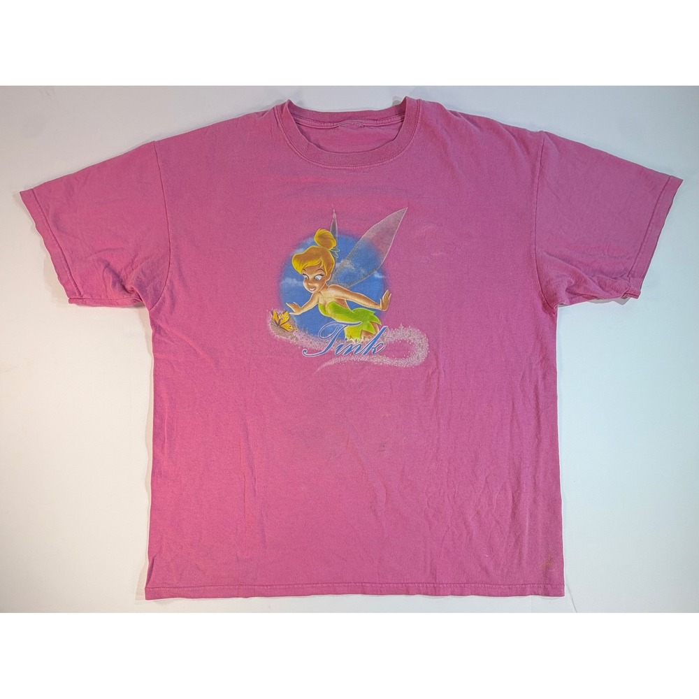 Disney Tinker Bell Pink Graphic T-Shirt Short Sleeve Tink Butterfly Tee